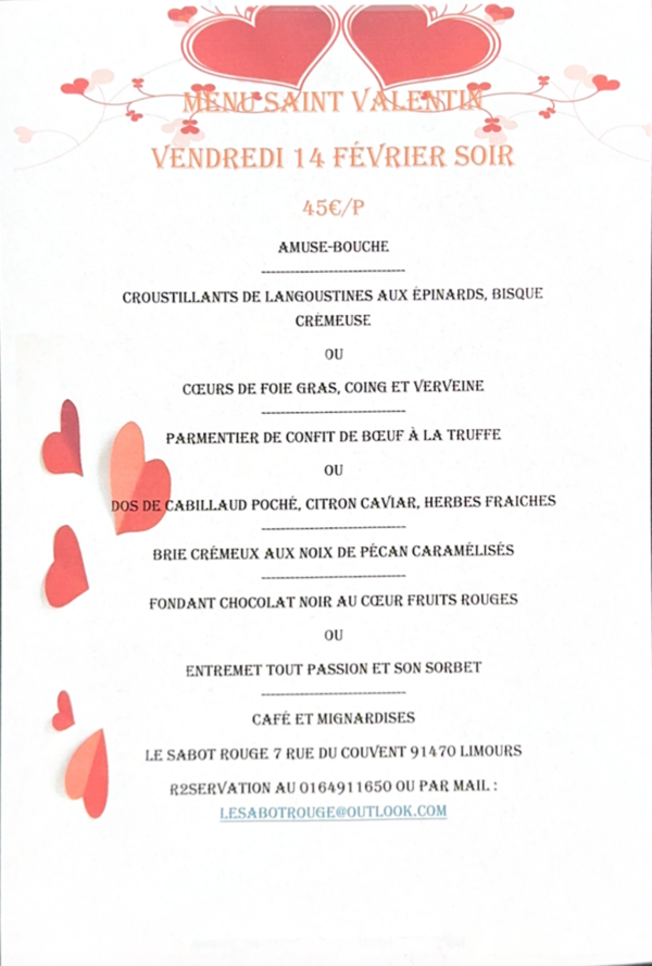 Menu de la Saint-Valentin